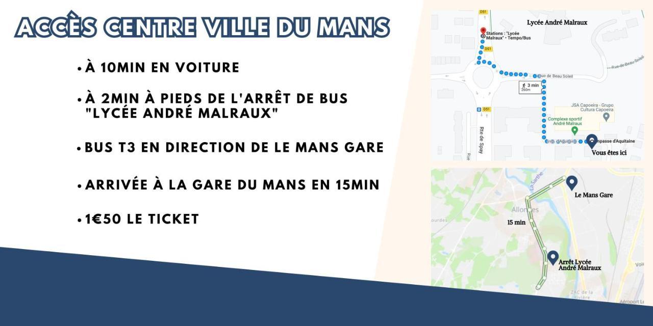 Appartement T3 Proche Circuit Du Mans Allonnes  Bagian luar foto